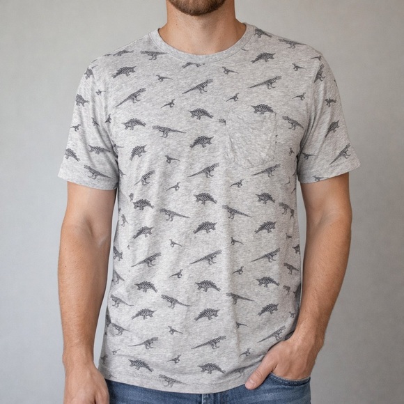 Artistry In Motion Other - Dinosaur Print Men's Shirt, Aritstry in Motion size M, Tshirt with breast pocket